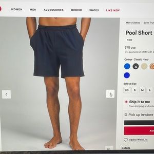 Lululemon pool short 9”. Never worn!
